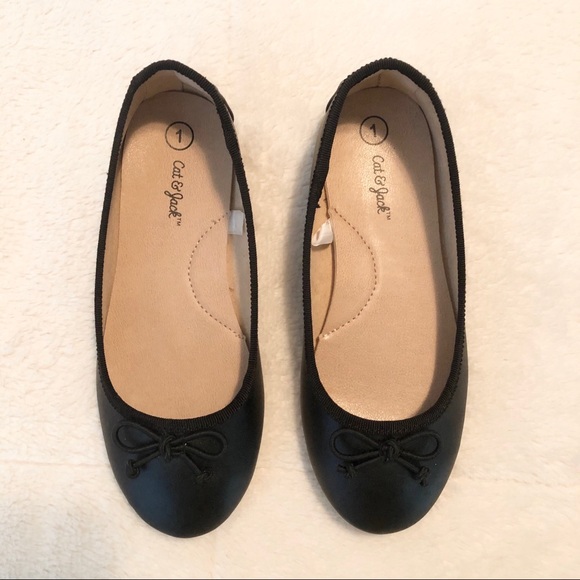 Cat & Jack black flats size 1 - Picture 2 of 7